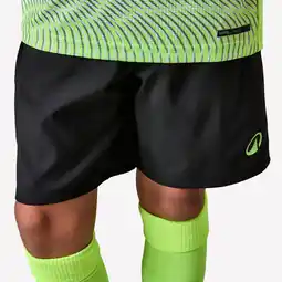 Decathlon Voetbalshort voor kinderen Viralto Wavy zwart met gele band aanbieding