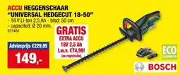 Hubo Bosch UniversalHedgeCut 18V-50 accu heggenschaar 18V Li-Ion 50cm + lader aanbieding