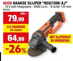 Hubo Black+Decker BCG720N-XJ accu haakse slijper 18V Li-Ion 125mm zonder accu aanbieding
