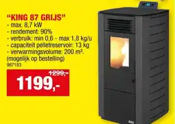 Hubo King pelletkachel 8,7kW grijs aanbieding