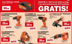 Hubo ACCU POWDP9040 PREMIUM - 2 x 20V Li-Ion 8,0/4,0 Ah aanbieding