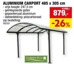 Hubo Garden Plus carport 305x485 cm metaal helder/antraciet aanbieding