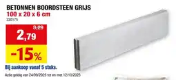 Hubo Boordsteen 100x20x6 cm grijs aanbieding