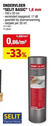 Hubo ONDERVLOER SELIT BASIC 1,6 mm aanbieding