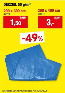 Hubo DEKZEIL 50 g/m² 300 x 400 cm aanbieding
