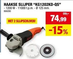 Hubo Black+Decker KG1202KD-QS haakse slijper 1200W 125mm + 3 accessoires aanbieding