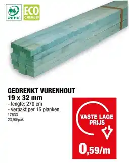 Hubo Gedrenkt hout 270x3,2x1,9 cm 15 stuks aanbieding