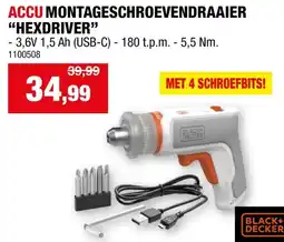 Hubo Black+Decker BCRTA01-XJ accu montageschroevendraaier 3,6V + lader aanbieding