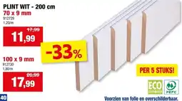 Hubo Plint 70x9 mm 200cm wit 5 stuks aanbieding