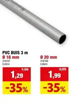 Hubo Buis 16mm 3m PVC grijs aanbieding
