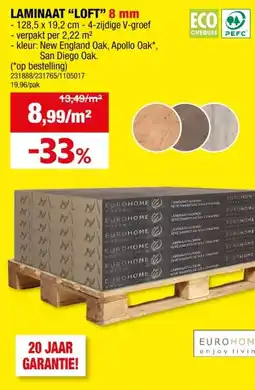 Hubo Eurohome Loft laminaat 2,22m² san diego oak aanbieding