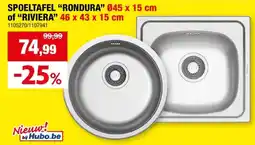 Hubo Rondura spoeltafel 45x45 cm inox aanbieding