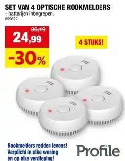 Hubo Profile Optische rookmelder E-Block 9V 4 stuks aanbieding