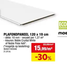 Hubo Maestro Plafondpaneel 120x19 cm 1,27m² noble polar ash aanbieding