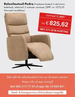 Woonsquare Relaxfauteuil Pedro aanbieding