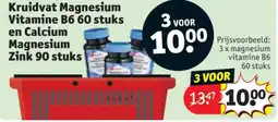Kruidvat Kruidvat Magnesium Vitamine B6 60 stuks en Calcium Magnesium Zink 90 stuks aanbieding