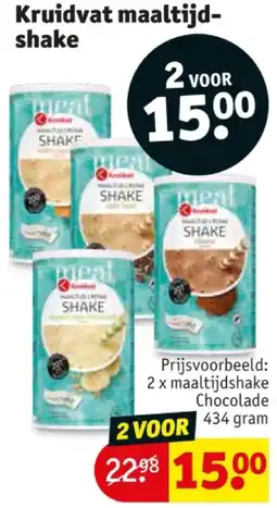 Kruidvat 2 x maaltijdshake Chocolade 434 gram aanbieding