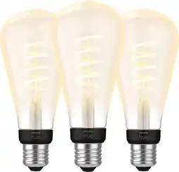 Coolblue Philips Hue Filament White Ambiance Edison XL 3-pack aanbieding