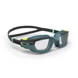 Decathlon Zwembril voor kinderen SPIRIT zwart blauw heldere glazen aanbieding