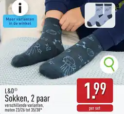 ALDI L&D Sokken, 2 paar aanbieding