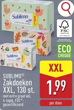 ALDI Sublimo Zakdoeken XXL aanbieding
