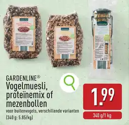 ALDI Gardenline Vogelmuesli, proteïnemix of mezenbollen aanbieding