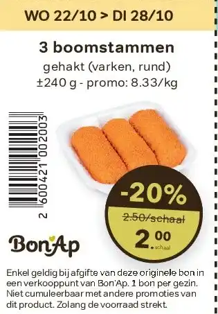 Bon Ap 3 boomstammen aanbieding