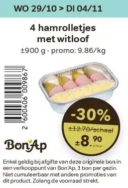 Bon Ap 4 hamrolletjes met witloof aanbieding
