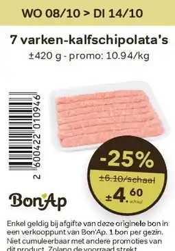 Bon Ap 7 varken-kalfschipolata's aanbieding