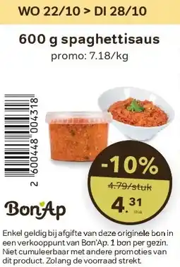 Bon Ap 600 g spaghettisaus aanbieding