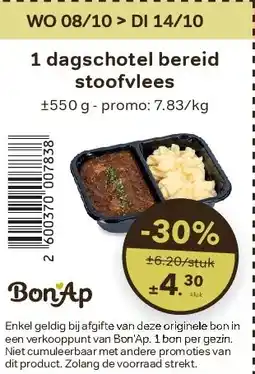 Bon Ap 1 dagschotel bereid stoofvlees aanbieding