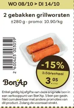 Bon Ap 2 gebakken grillworsten aanbieding