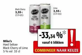 Colruyt Mike’s hard seltzer black cherry of lime aanbieding