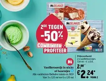 Vanilleroomijs in sticks of hoorntjes