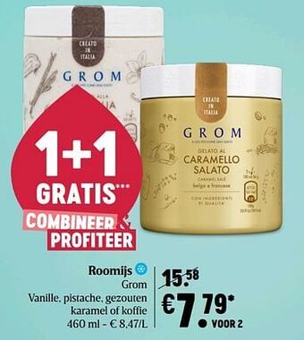 Delhaize Roomijs grom aanbieding