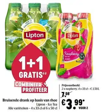 Delhaize Lipton ice tea raspberry aanbieding