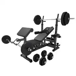 Decathlon Universele Halterbank + 100 kg Halterset - Kunststof - Halterstang met aanbieding