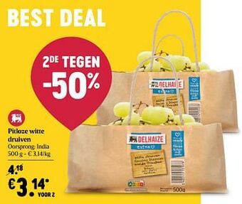 Delhaize Pitloze witte druiven aanbieding