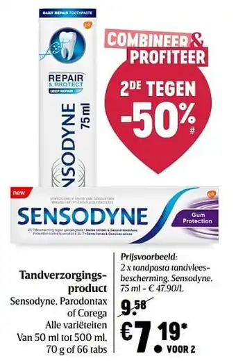 Delhaize Tandpasta tandvleesbescherming, sensodyne aanbieding