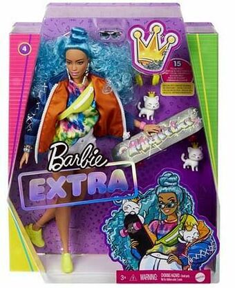 ToyChamp Barbie EXTRA - Blue Afro Hair pop met diertje aanbieding