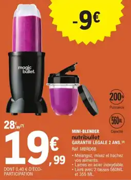 E.Leclerc Mini-Blender Nutribullet Garantie Légale 2 Ans. aanbieding