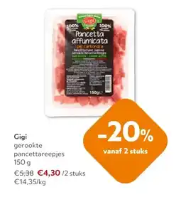 OKay Gigi gerookte pancettareepjes 150 g aanbieding