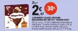 E.Leclerc 3 bâtonnets glacés cracking macadamia nut brittle Häagen-Dazs aanbieding