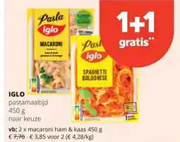 Spar IGLO pastamaaltijd 450 g aanbieding