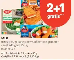 Spar IGLO fish sticks 15 stuks 450 g aanbieding