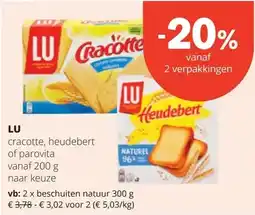Spar LU beschuiten natuur 300 g aanbieding