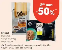 Spar SHEBA pouches vanaf 4 x 40 g aanbieding