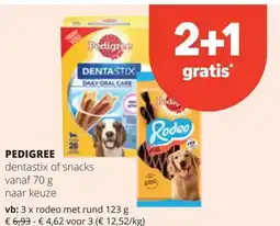 Spar PEDIGREE rodeo met rund 123 g aanbieding