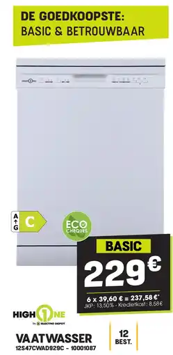 Electro Depot VAATWASSER BEST. 12S47CWAD929C aanbieding