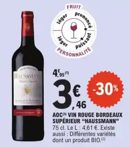 E.Leclerc AOC vin rouge bordeaux supérieur haussmann aanbieding